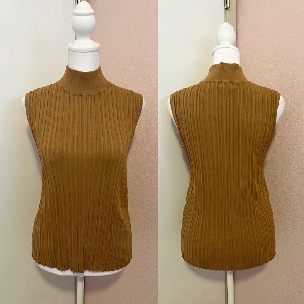 Calvin Klein Sleeveless Mustard Turtleneck Top